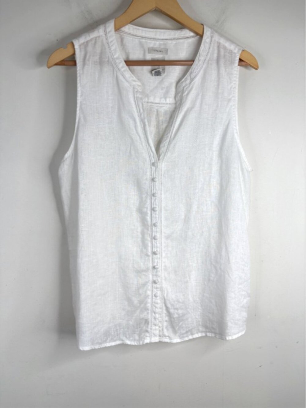 JOIE 100% Linen White Sleeveless Top XL Button Front Minimalist Beach Lagenlook